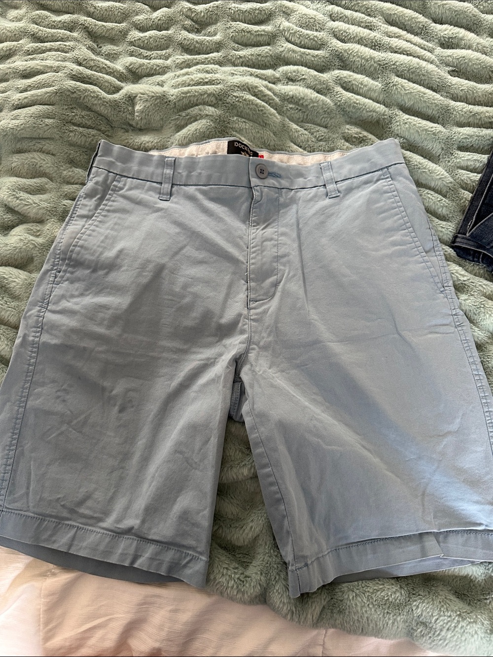 Dockers Light Blue Flat Front Cotton Chino Shorts
